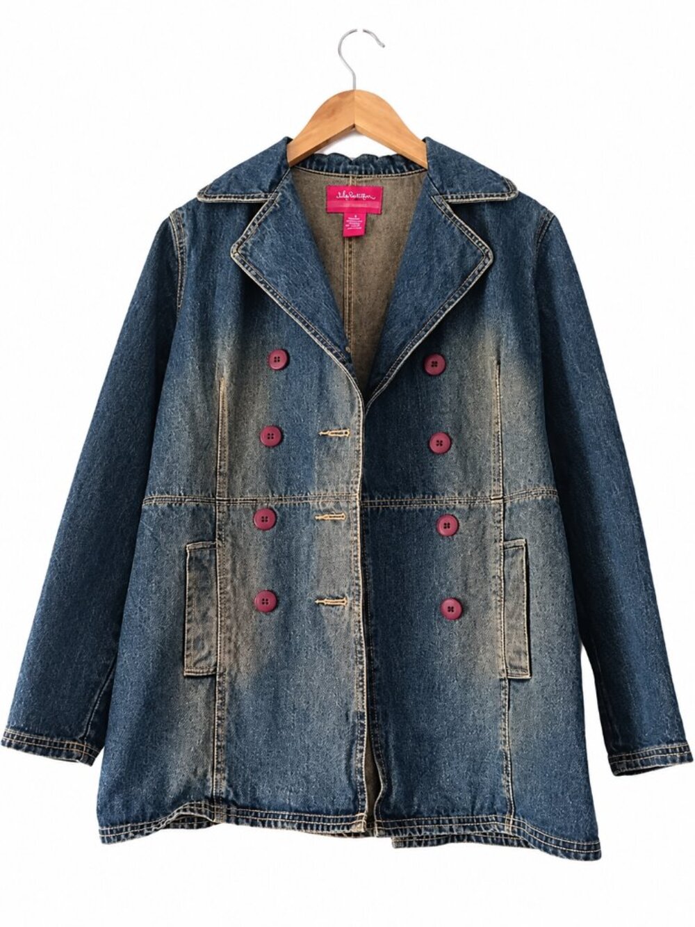 Xhilaration Blue Denim Y2K Fitted Waist Button Jacket Cotton Long Sleeve M
